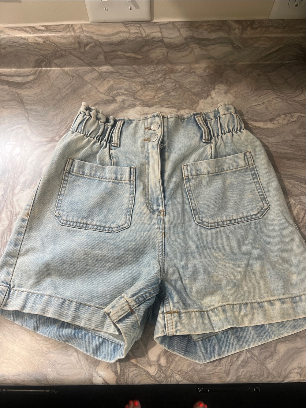SO Light Wash High-Waist Denim Shorts